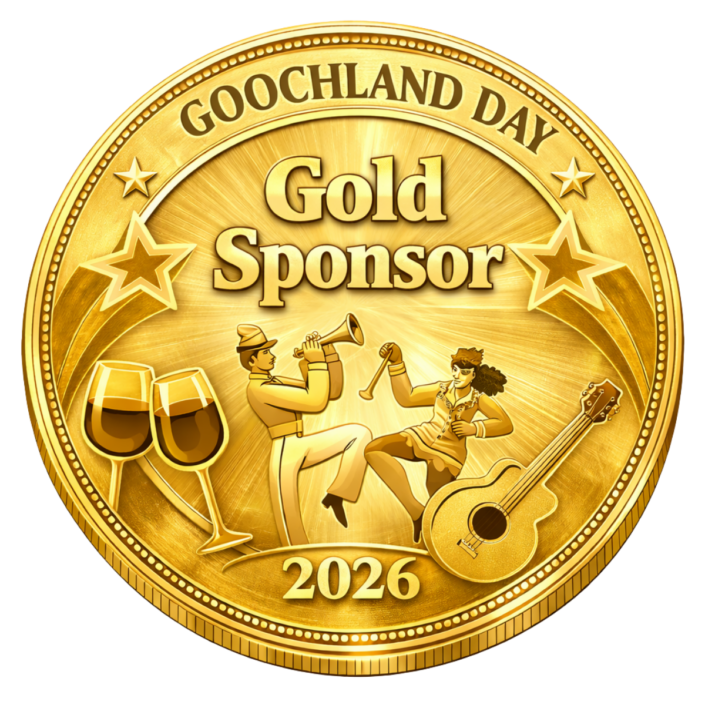 gold-colored medallion with goochland day gold sponsor 2026
