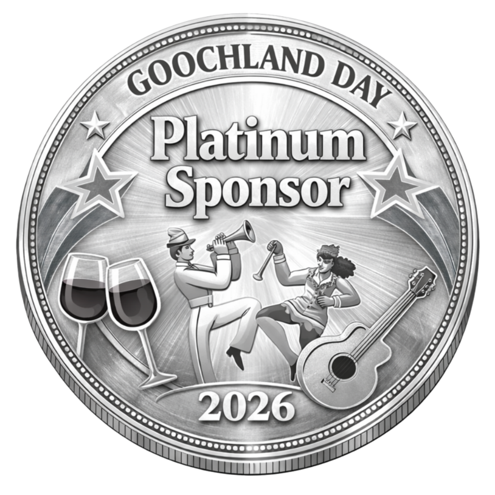 platinum-colored medallion with goochland day platinum sponsor 2026